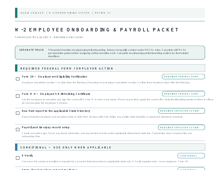 Protected real crop from the W-2 employee onboarding and payroll packet