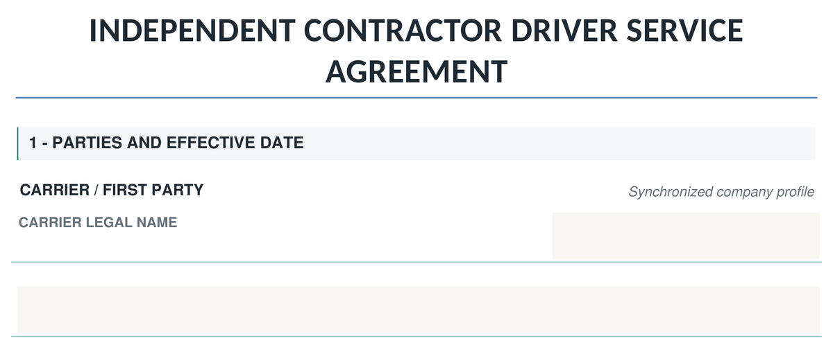 INDEPENDENT CONTRACTOR DRIVER SERVICE AGREEMENT — настоящий английский документ, подробное содержимое защищено